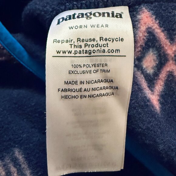 Patagonia Women's Synchilla Snap-T Fleece Pullover – Navy Aztec Pattern - Small - Picture 5 of 5